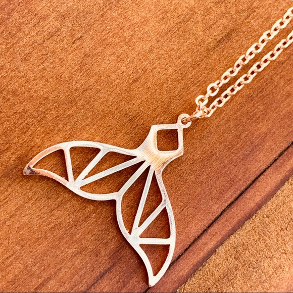 ROSE GOLD Mermaid Tail Stainless Steel Necklace - Picture 2 of 3